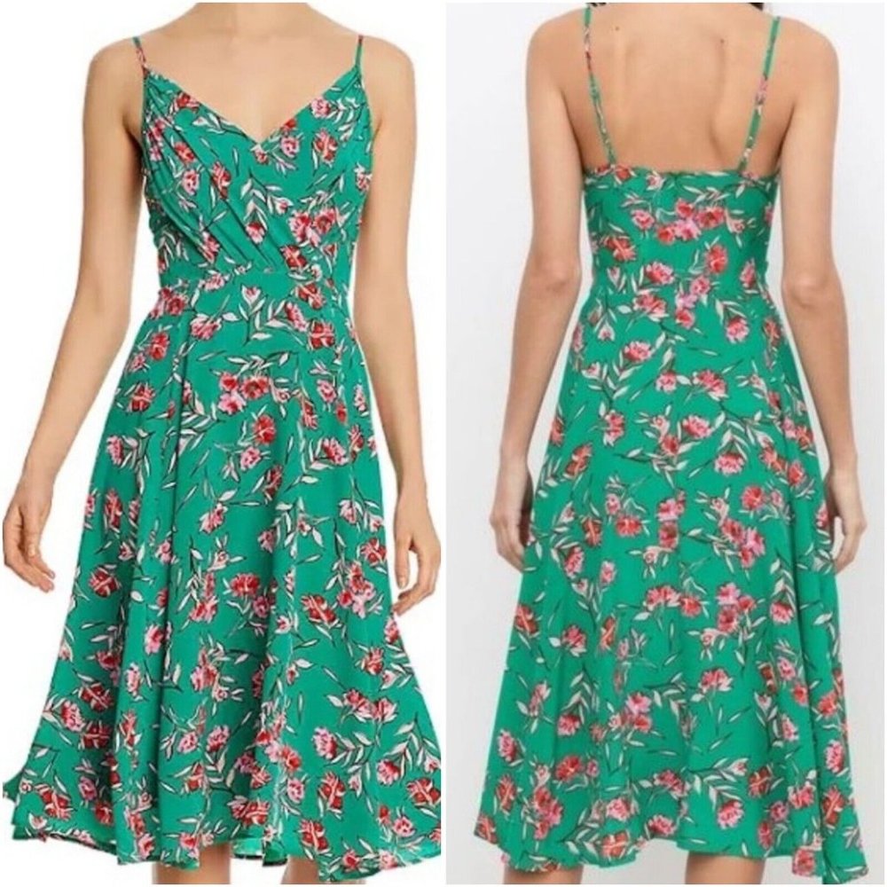 NWT Yumi Kim Anthropologie Vienna Silk Midi Dress Dandelion Emerald-Size 12 NWT - Picture 2 of 8
